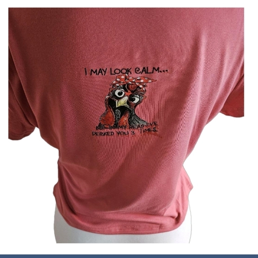 Upcycled Pink Coral Crop Top Graphic Tee Size Large - Picture 7 of 17